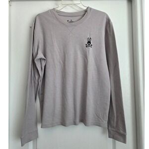 Psycho Bunny Long Sleeve Crew Neck Waffle T-shirt Skull‎ Logo Mens Sz M Active